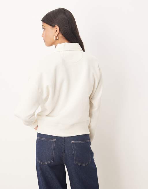 Polo Ralph Lauren logo quarter-zip jumper in beige, 3 of 4