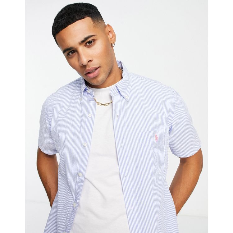 Polo Ralph Lauren Stripe T Shirt With Icon Logo In Bluewhite, $59, Asos