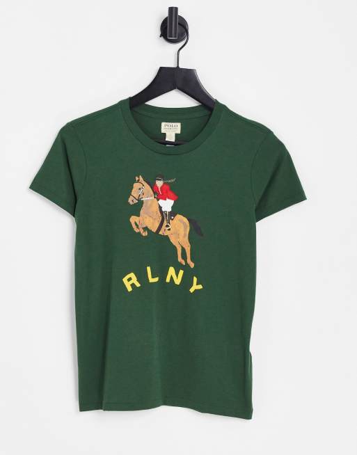 Tシャツ・カットソー RALPH LAUREN Logo-detail Short-sleeved T-shirt Green Polo Ralph Lauren logo short sleeve T-shirt in green | ASOS