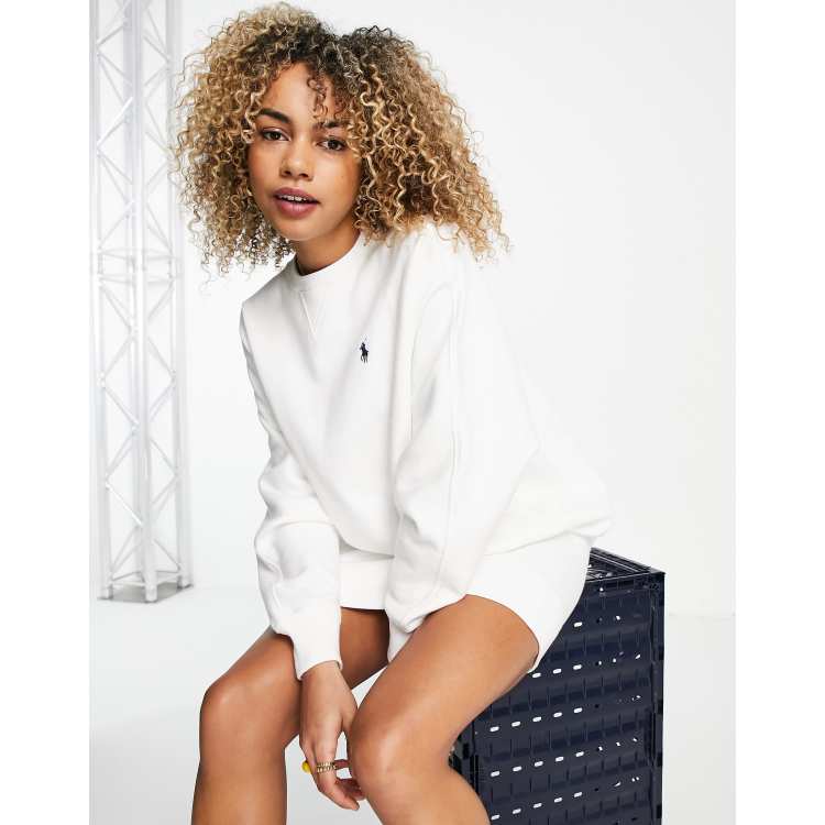 Polo Ralph Lauren logo sweater dress in white | ASOS