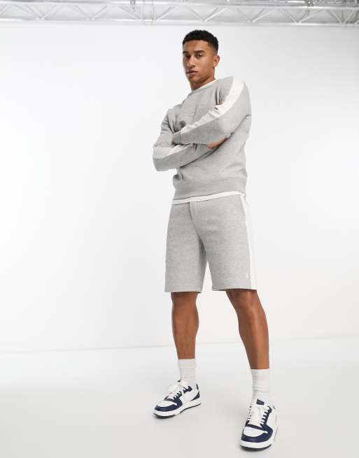 Polo Ralph Lauren logo taped pique sweat shorts in heather gray