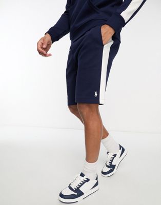 Polo Ralph Lauren logo taped pique sweat shorts in navy CO-ORD
