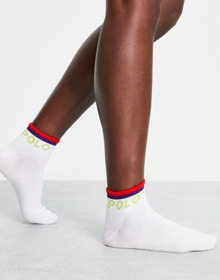 Polo Ralph Lauren logo tipping socks in white