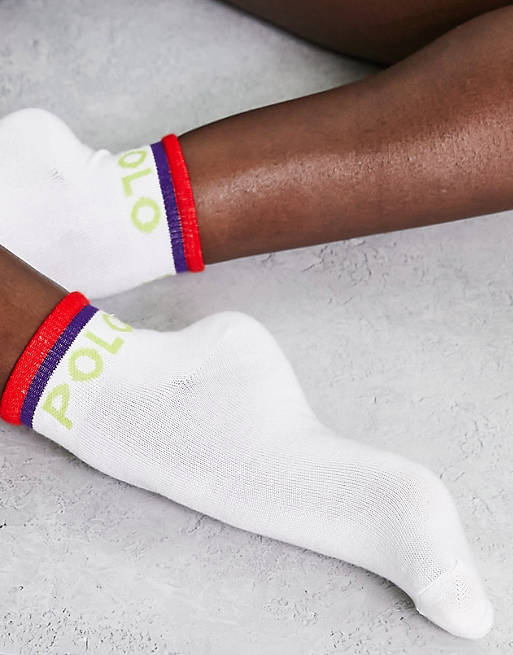 Polo Ralph Lauren Logo Tipping Socks in White Womens Clothing Hosiery Socks 