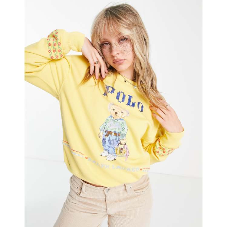 Polo Ralph Lauren Women Polo Ralph Lauren Sweatshirt Yellow Big Logo Y2K  Rugby