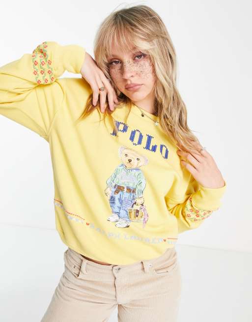 Polo Ralph Lauren long sleeve bear logo sweatshirt in yellow