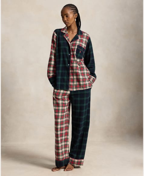 Polo Ralph Lauren Long-sleeve brushed cotton pyjama set in red plaid - view 1