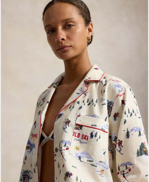 Polo Ralph Lauren Long-sleeve brushed cotton pyjama set in ski print, 4 of 5