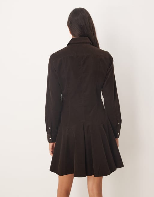 Polo Ralph Lauren long sleeve front button collar dress in brown, 3 of 4