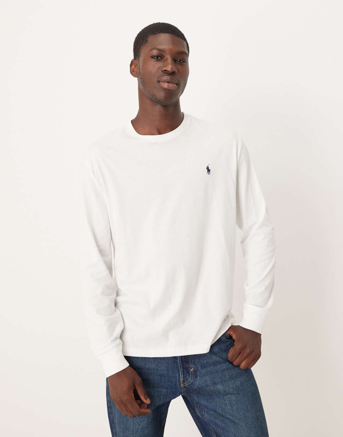 Polo Ralph Lauren long sleeve icon logo t-shirt in white