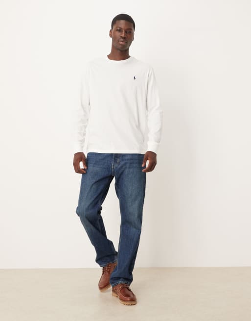Polo Ralph Lauren long sleeve icon logo t-shirt in white