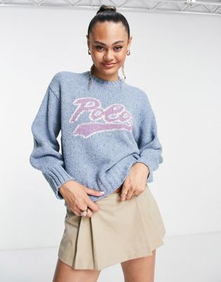 Polo Ralph Lauren long sleeve logo knitted jumper in light blue