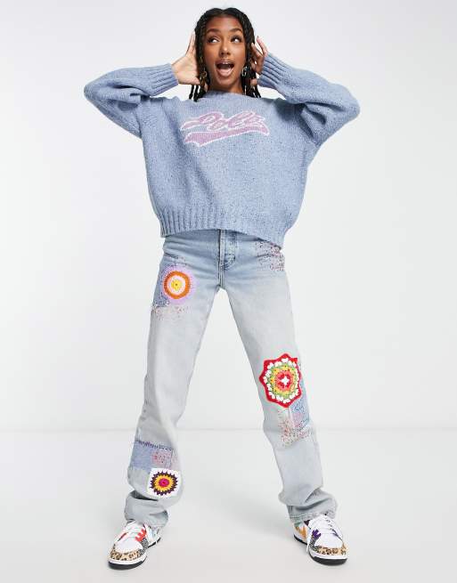 Polo Ralph Lauren long sleeve logo sweater in light blue, 3 of 4