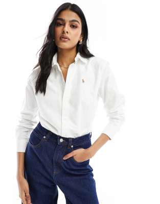 Polo Ralph Lauren long sleeve oxford shirt in white ASOS