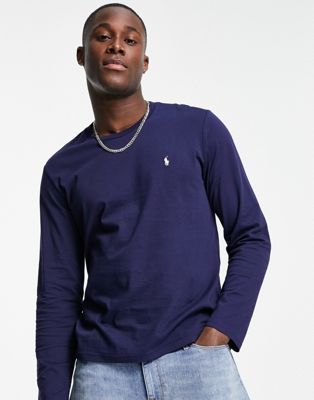 Polo Ralph Lauren long sleeve soft cotton top in navy - ASOS Price Checker