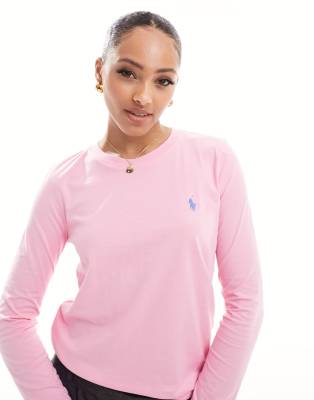 Polo Ralph Lauren long sleeve t-shirt with logo in pink | ASOS