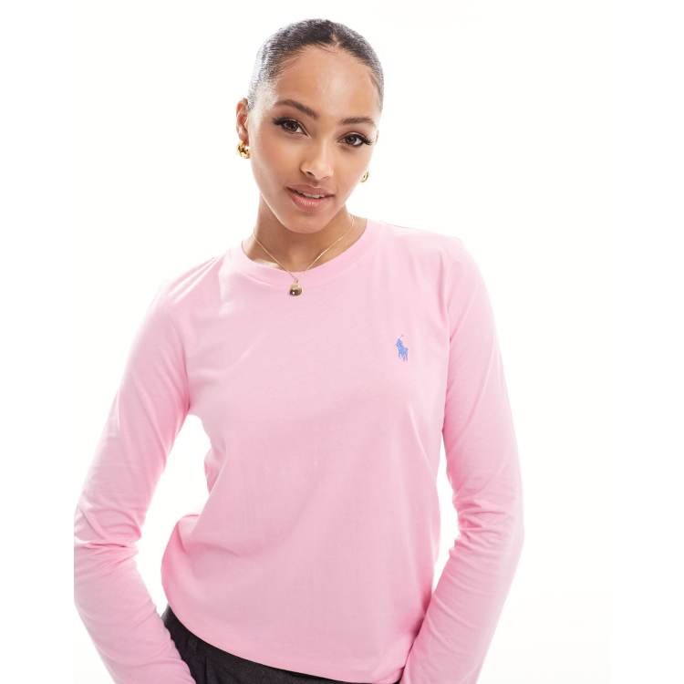 Polo Ralph Lauren long sleeve t shirt with logo in pink ASOS