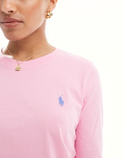 Polo Ralph Lauren long sleeve t-shirt with logo in pink | ASOS