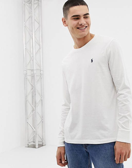 Polo Ralph Lauren long sleeve top player logo in white | ASOS