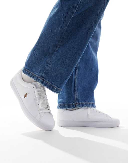 Polo Ralph Lauren - Longwood - Baskets en cuir à logo poney multicolore - Blanc, 5 de 5