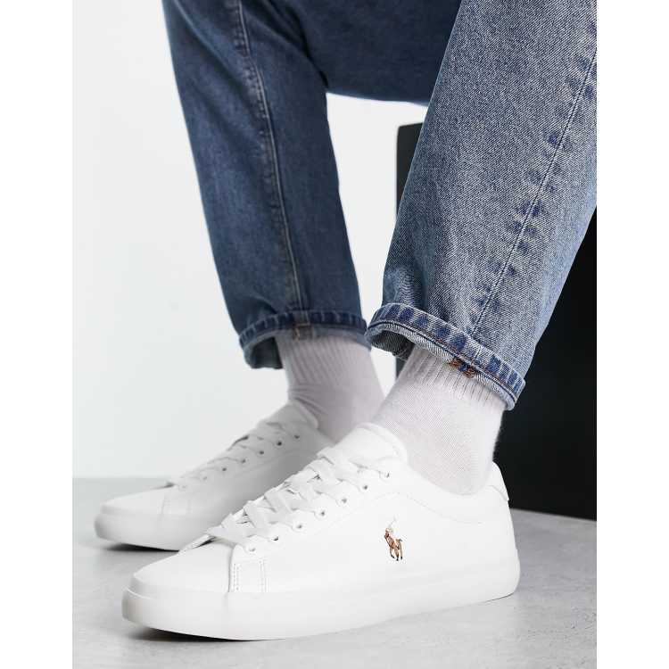 Polo Ralph Lauren Longwood leather sneakers with pony logo in white | ASOS