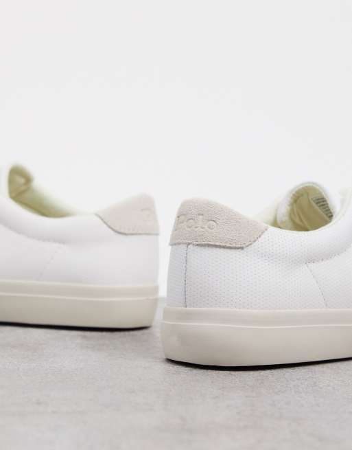 Polo Ralph Lauren Longwood Leather Trainer Polo Player Logo In White Asos