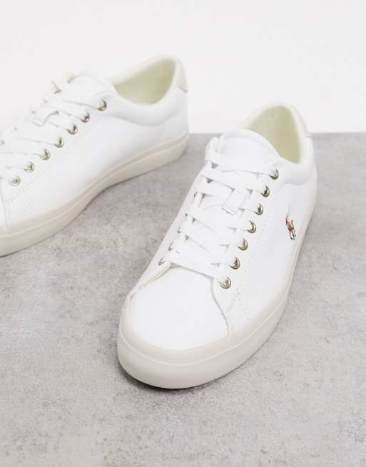 Polo Ralph Lauren Longwood Leather Trainer Polo Player Logo In White Asos