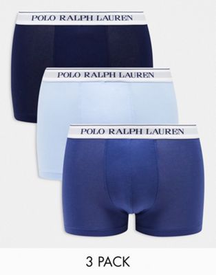 Polo Ralph Lauren 3 pack trunks in grey with logo waistband - ASOS Price Checker