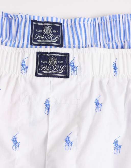 Polo Ralph Lauren - Lot de 3 caleçons tissés - Bleu et blanc multicolore, 3 de 3