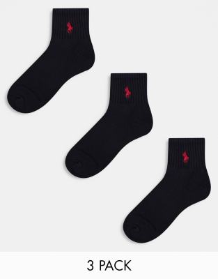Polo Ralph Lauren - Lot de 3 paires de chaussettes de sport - Noir - view 1