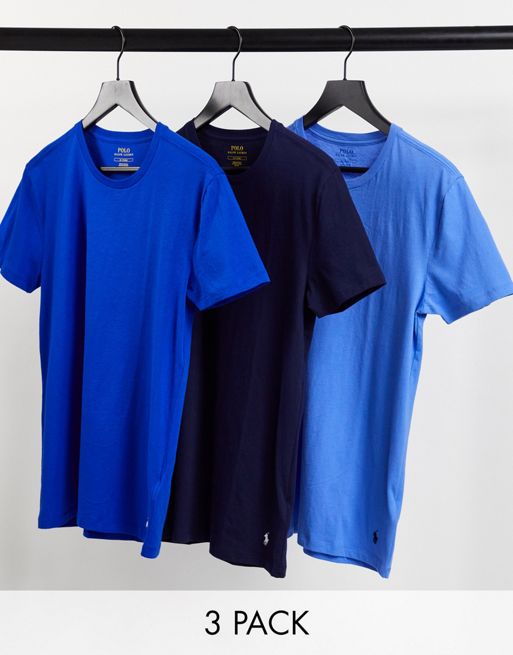 Polo Ralph Lauren Lot De 3 T Shirts Avec Logo Bleu Marine Bleu Bleu Clair Faoswalim