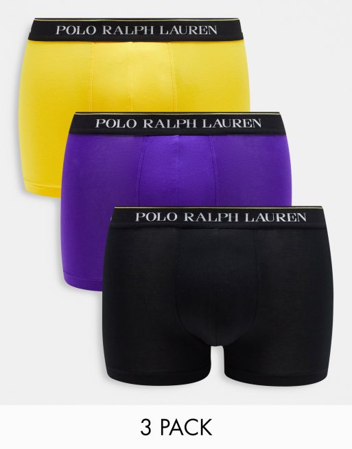 Polo Ralph Lauren - Lot de 3 boxers avec taille à logo - Bleu, jaune et noir