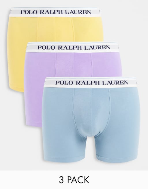 Polo Ralph Lauren - Lot de 3 boxers avec taille à logo - Bleu, jaune et violet