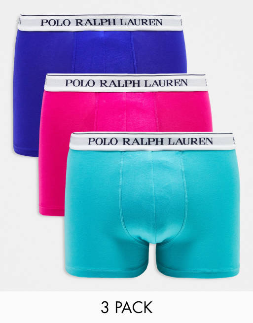 Polo Ralph Lauren - Lot de 3 boxers avec taille à logo - Rose, bleu et violet