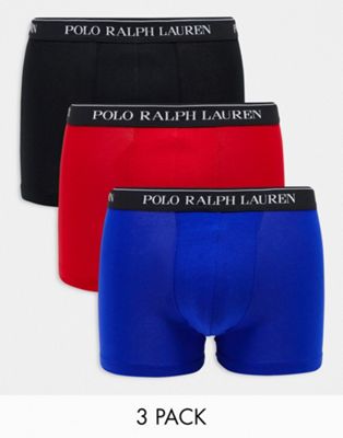 Polo Ralph Lauren 3 pack trunks in navy, red, black - ASOS Price Checker