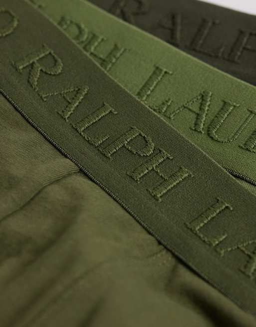 Polo Ralph Lauren - Lot de 3 boxers en coton stretch ton sur ton - Vert olive multicolore, 2 de 3