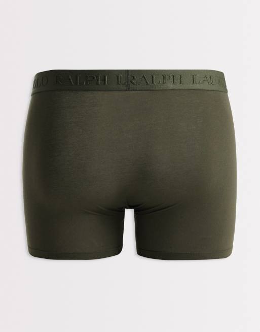 Polo Ralph Lauren - Lot de 3 boxers en coton stretch ton sur ton - Vert olive multicolore, 3 de 3