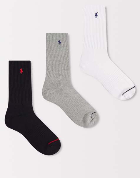 Polo Ralph Lauren - Lot de 3 paires de chaussettes de sport - Noir, blanc et gris - view 1