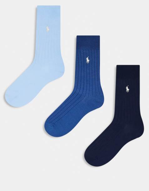 Polo Ralph Lauren - Lot de 3 paires de chaussettes en coton égyptien avec logo - Bleu - view 1