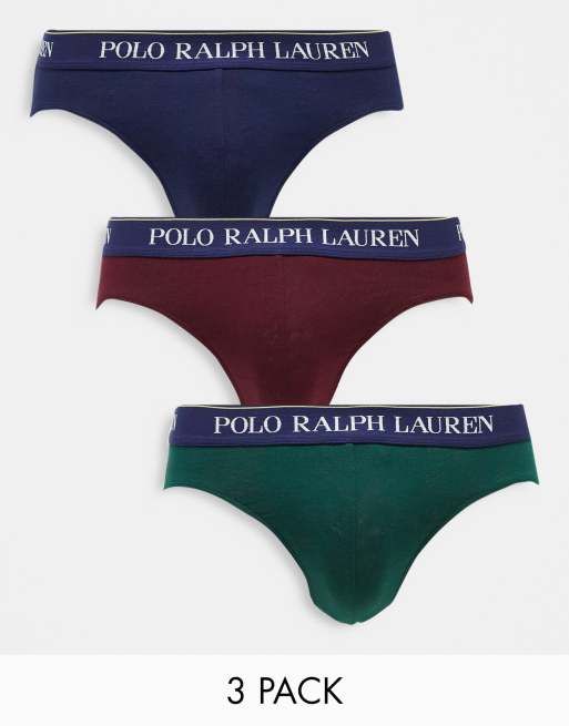 Polo Ralph Lauren Lot de 3 slips avec ceinture logo contrastée Bleu
