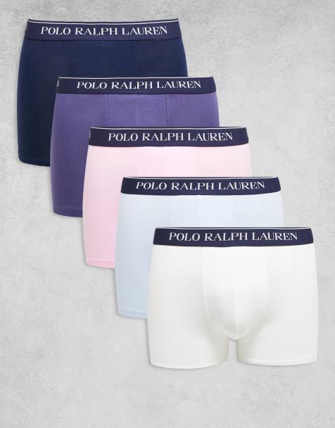 Polo Ralph Lauren - Lot de 5 boxers classiques avec taille contrastante à logo - Bleu marine/blanc/rose/bleu/violet - view 1