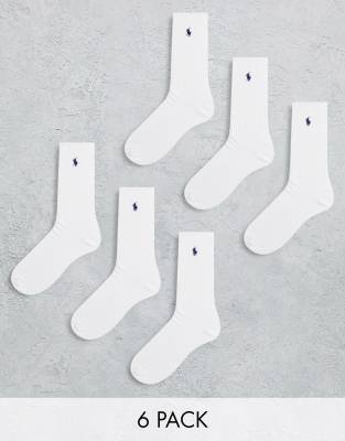 Polo Ralph Lauren - Lot de 6 paires de chaussettes de sport à logo poney - Blanc