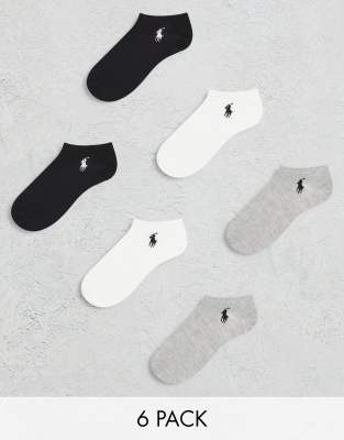 Polo Ralph Lauren 6 pack logo low trainer socks in multi - ASOS Price Checker