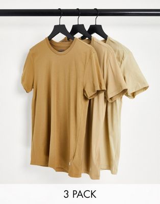 Polo Ralph Lauren lounge 3 pack t-shirts in beige with logo