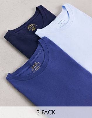 Polo Ralph Lauren lounge 3 pack t-shirts in blue/navy