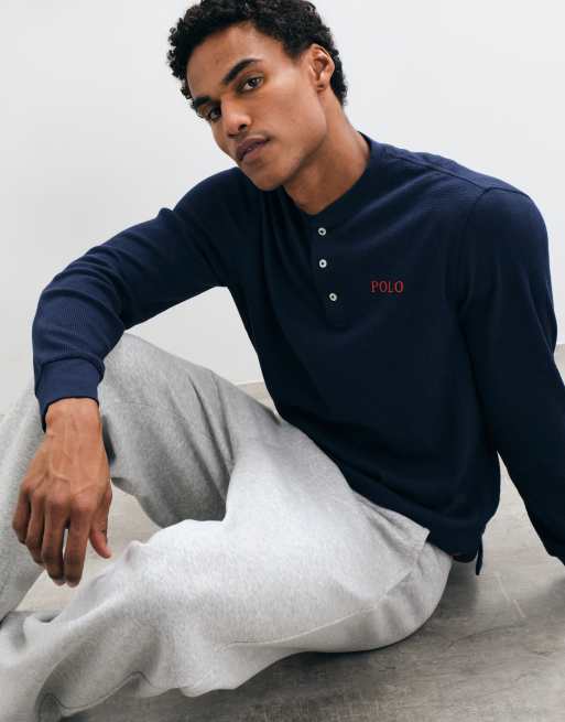 Polo Ralph Lauren lounge henley top in navy, 2 of 5