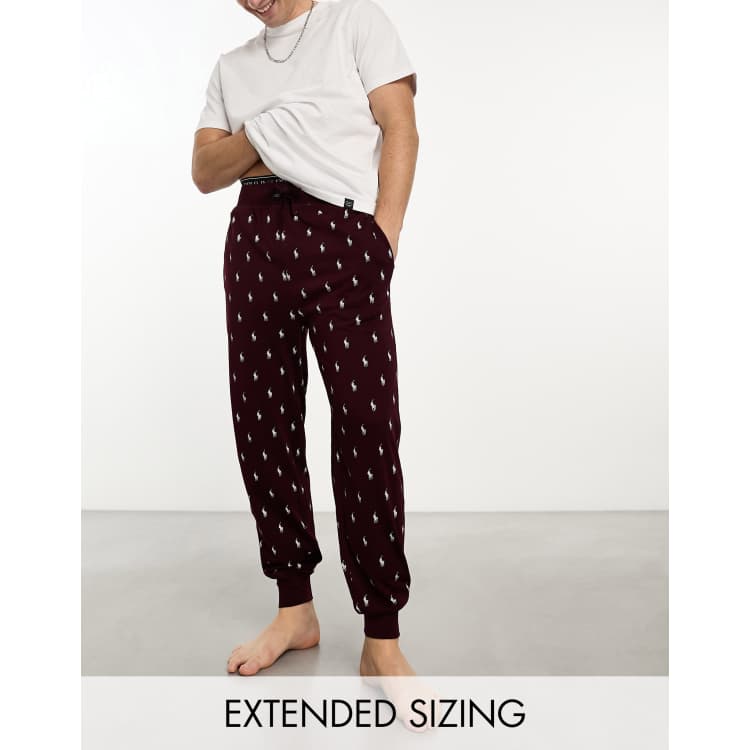 Polo Ralph Lauren lounge jogger in burgundy red with all over pony logo ASOS