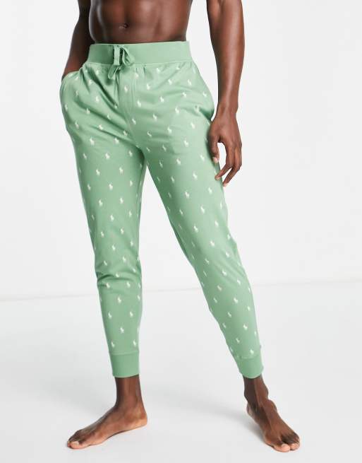 Polo Ralph Lauren lounge jogger in green with all over pony logo ASOS