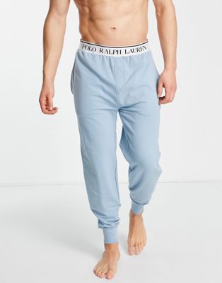 Polo Ralph Lauren lounge jogger in light blue with logo waistband