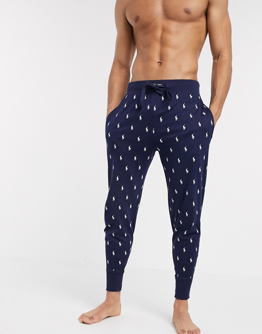Polo Ralph Lauren lounge jogger in navy with all over print logo